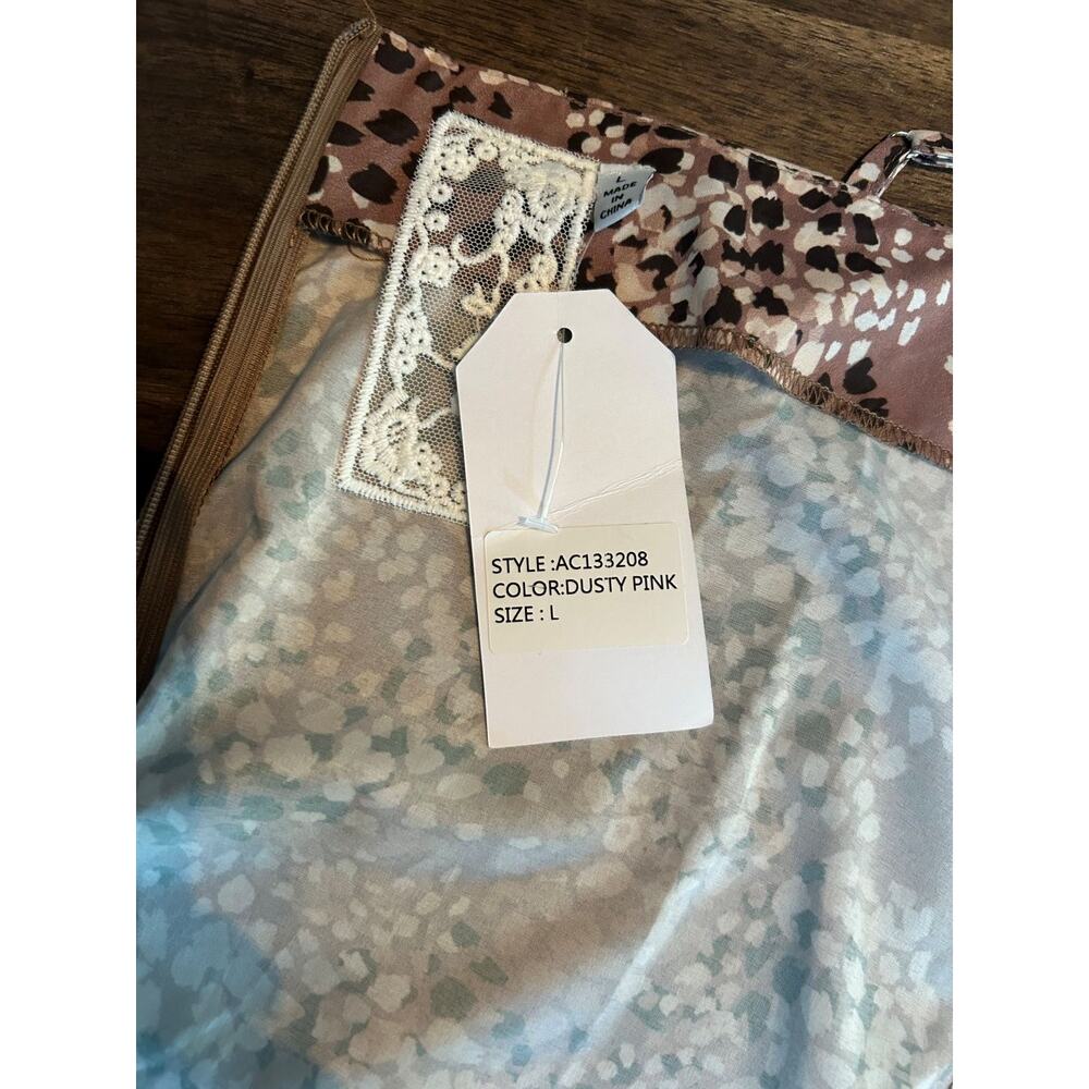 NWT Sadie & Sage Dusty Pink with Abstract Print Cocktail Slip Dress-Large - Picture 7 of 15